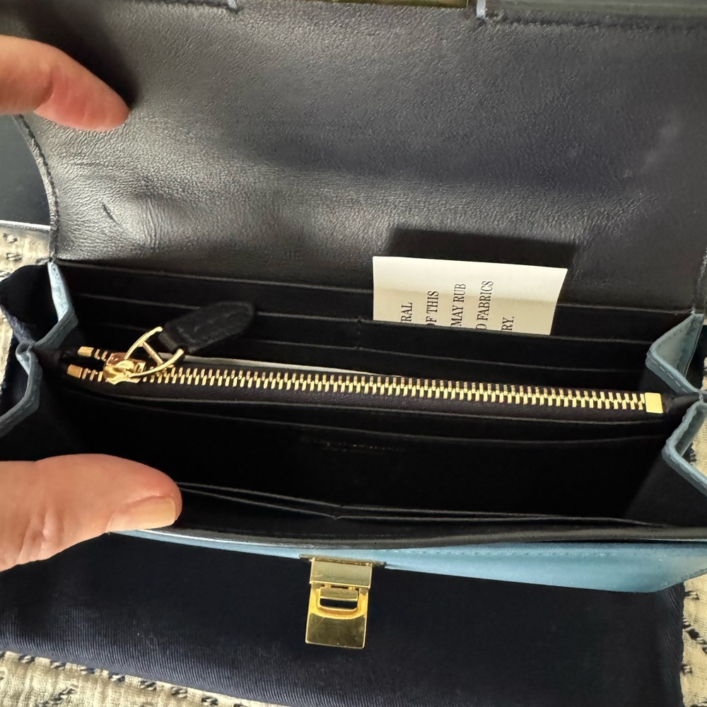 Ralph Lauren Blue Leather Wristlet Clutch with Gold Hardware - Picture 7 of 10